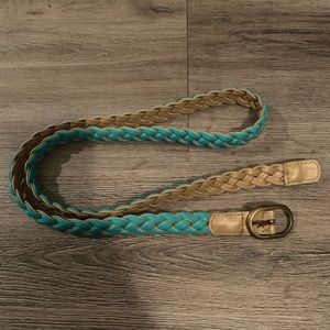 Turquoise & Nude reversible laced belt size M/L